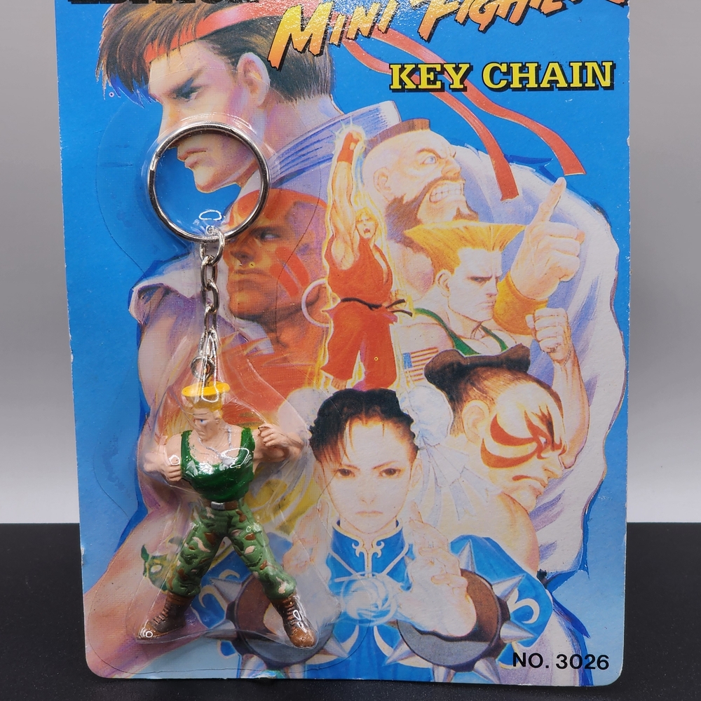 Vintage 1992 Street Fighter II Guile Mini Fighter Key Chain, New, Unpunched Card